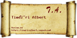 Timári Albert névjegykártya
